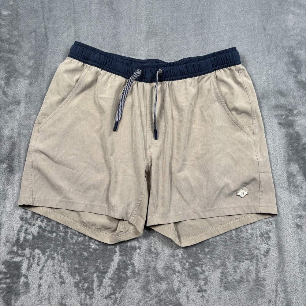 Burlebo Shorts Mens Small Khaki Tan Athletic Stretch Tropical Lined 5.5"